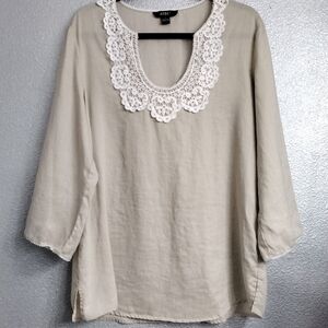 Avec 100% Linen Oversized Blouse /Tunic   Size L